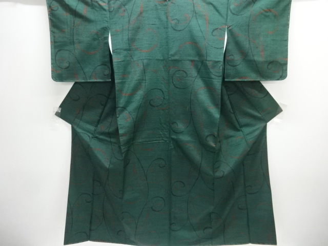 JAPANESE KIMONO / UNUSED / SILK / TOKAMACHI TSUMUGI / WOVEN ARABESQUE